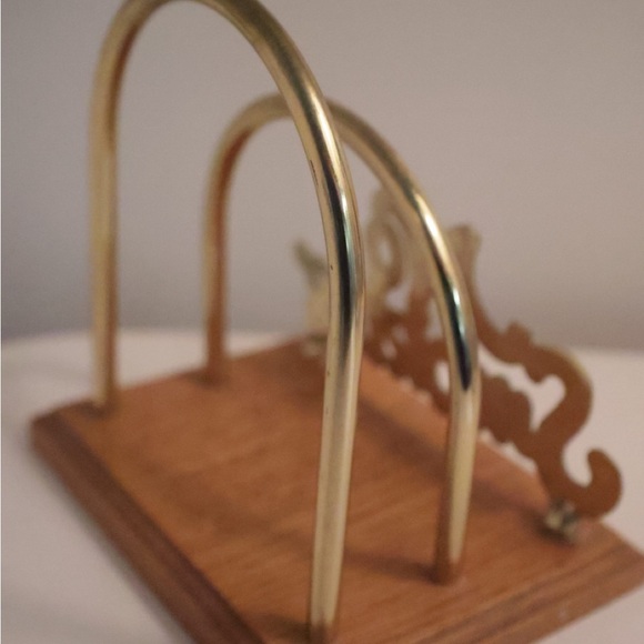 No smoking sign Brass and Wood No Smoking Sign Mail Holder Napkin Holder Vintage - Picture 2 of 2